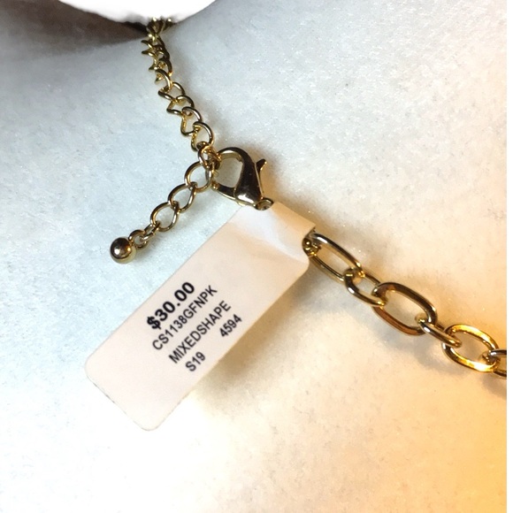 NWT Francesca's Collection | Gold Toned Unique Cluster Bib Necklace | Orange Red - Picture 3 of 3